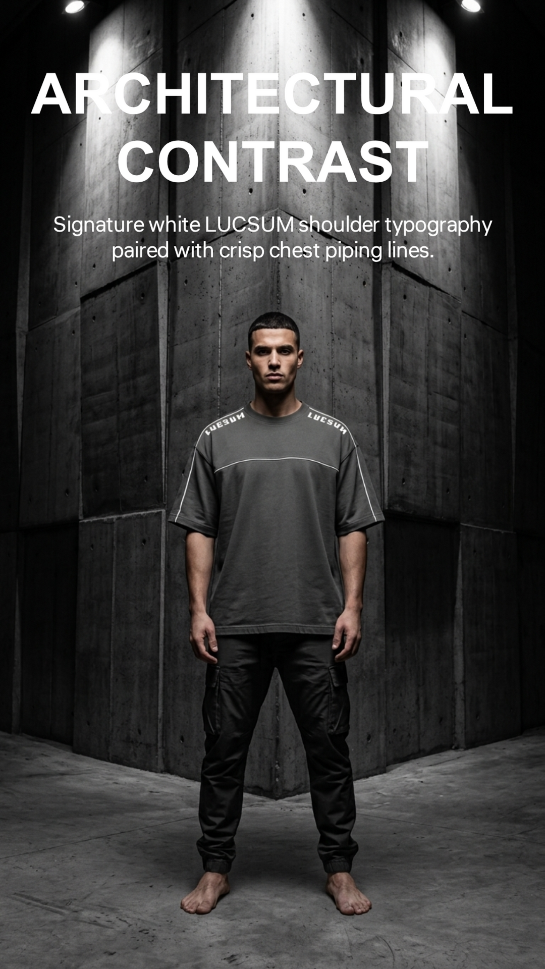 Marketing creative — Lucsum Shoulder Logo Charcoal — Architectural Contrast