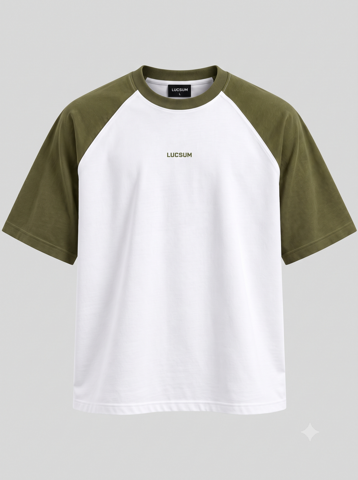 Lucsum Raglan Baseball Olive/White — Front view