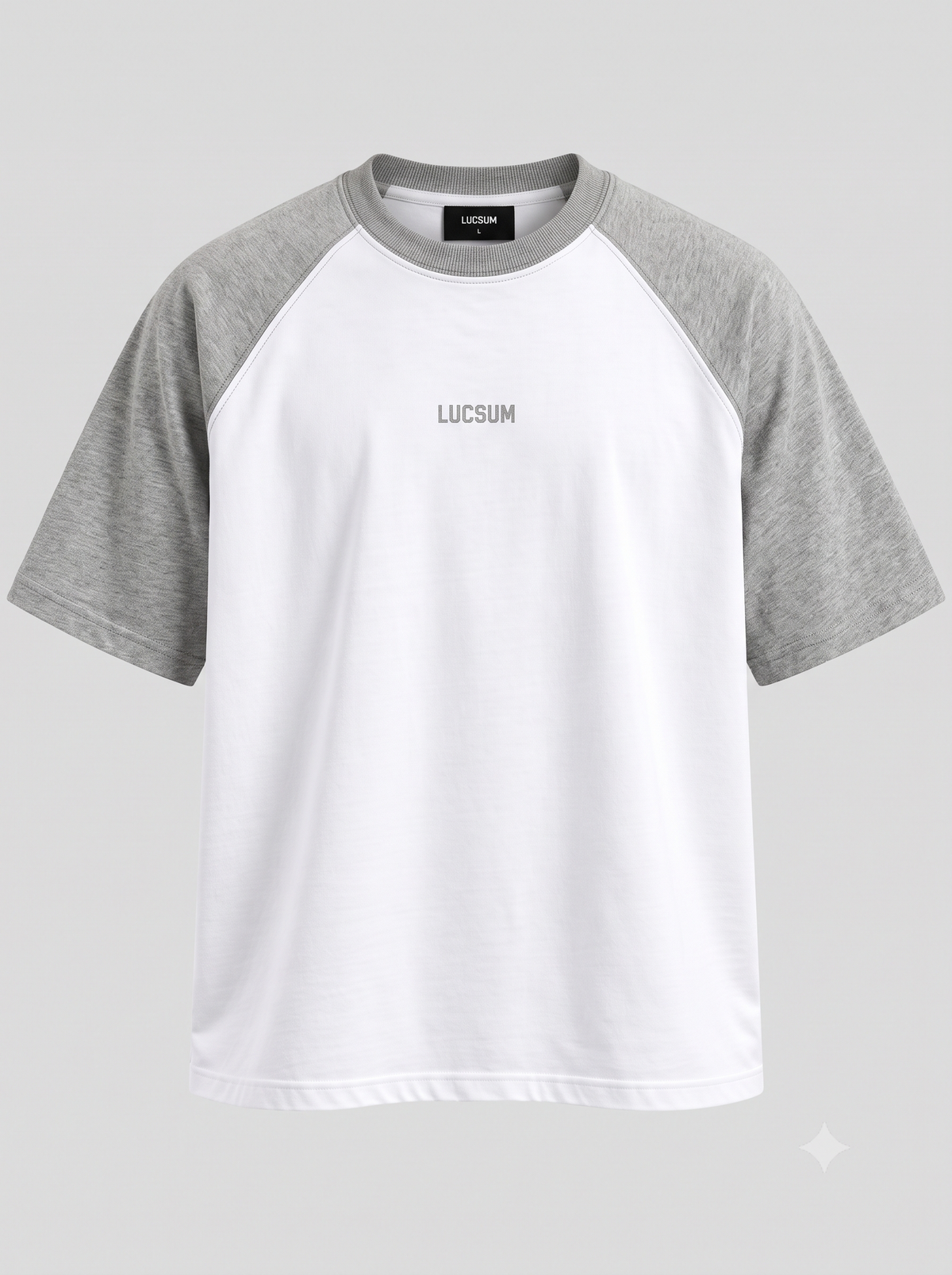 Lucsum Raglan Baseball Grey/White — Front view