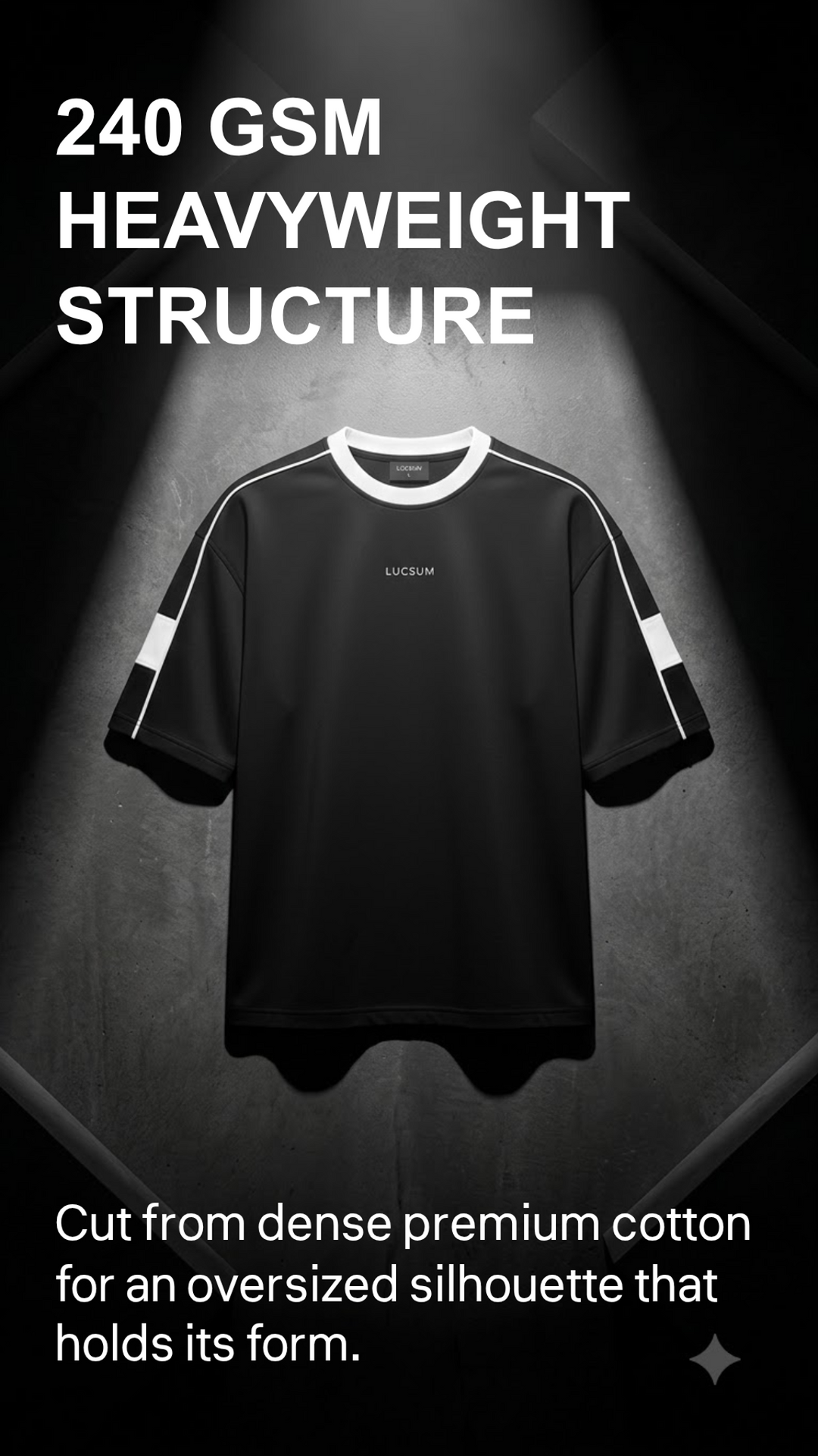 Marketing creative — Lucsum Contrast Panel Black — 240gsm heavyweight structure