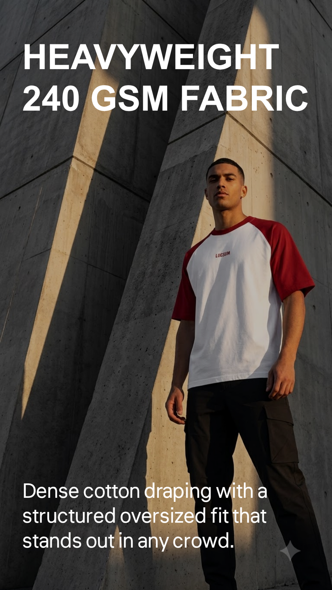 Lucsum Raglan Baseball Maroon/White — Heavyweight 240 GSM Fabric