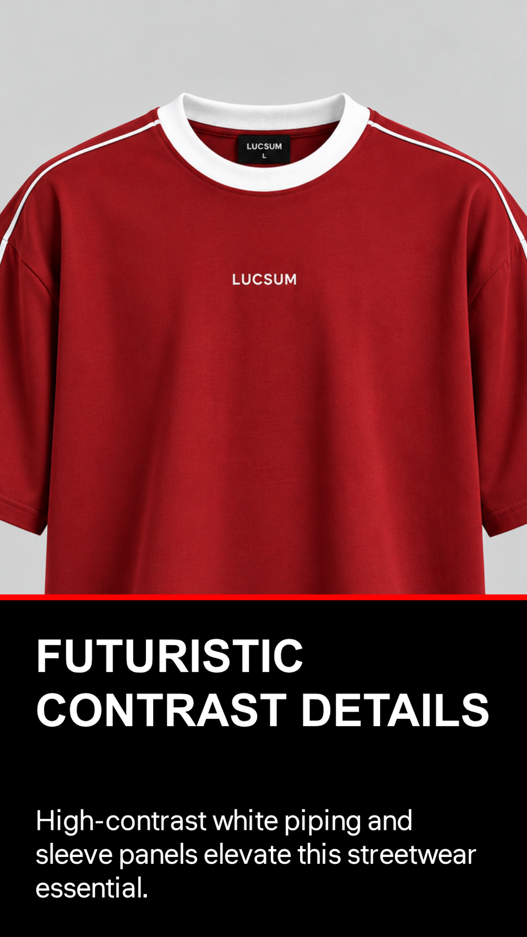 Marketing creative — Lucsum Contrast Panel Red — futuristic contrast details