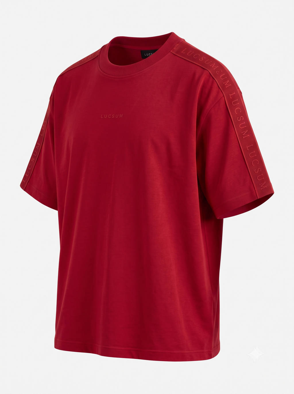 Lucsum Branded Tape Red — Three-quarter view