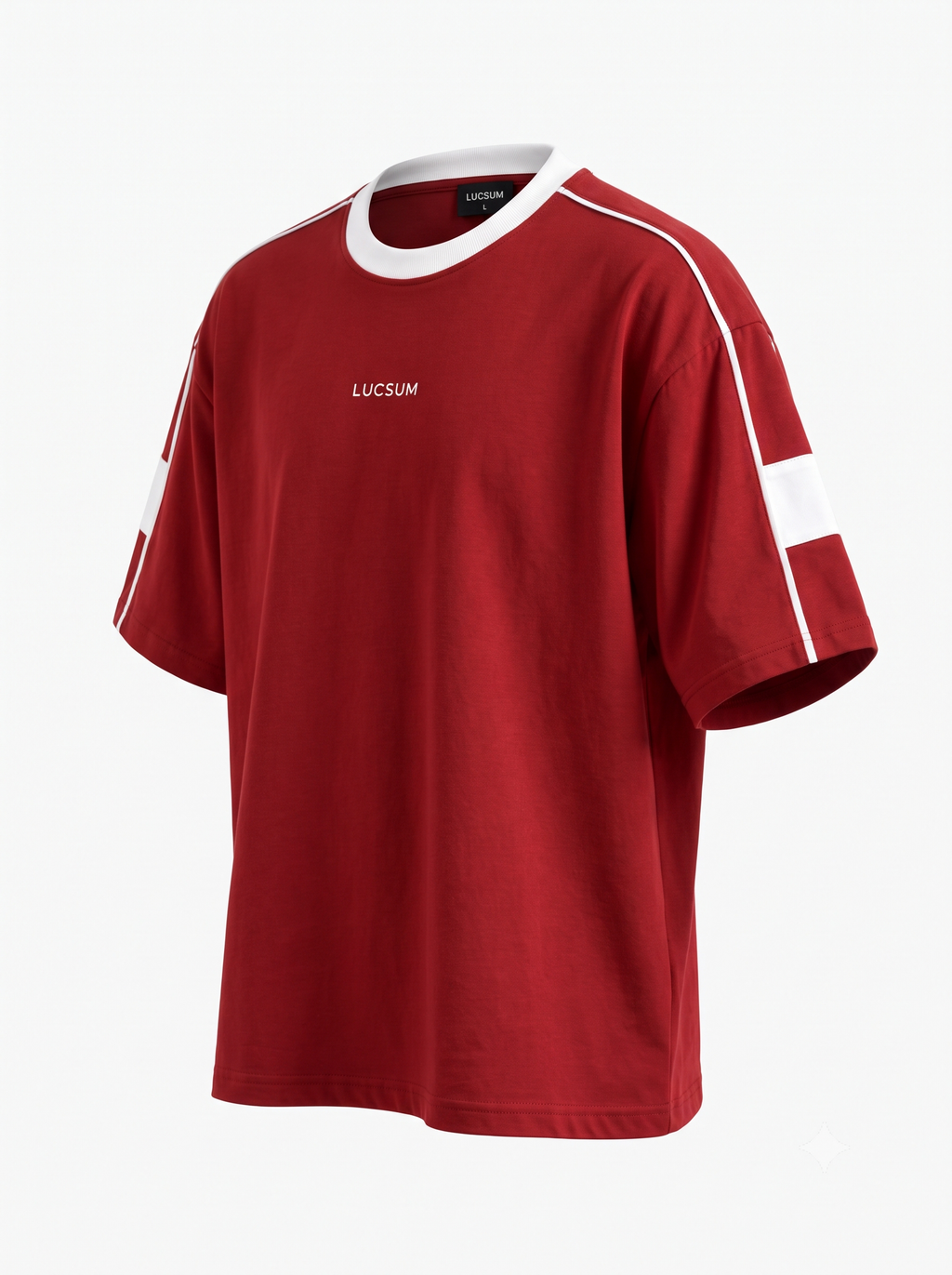 Lucsum Contrast Panel Red — Three-quarter view