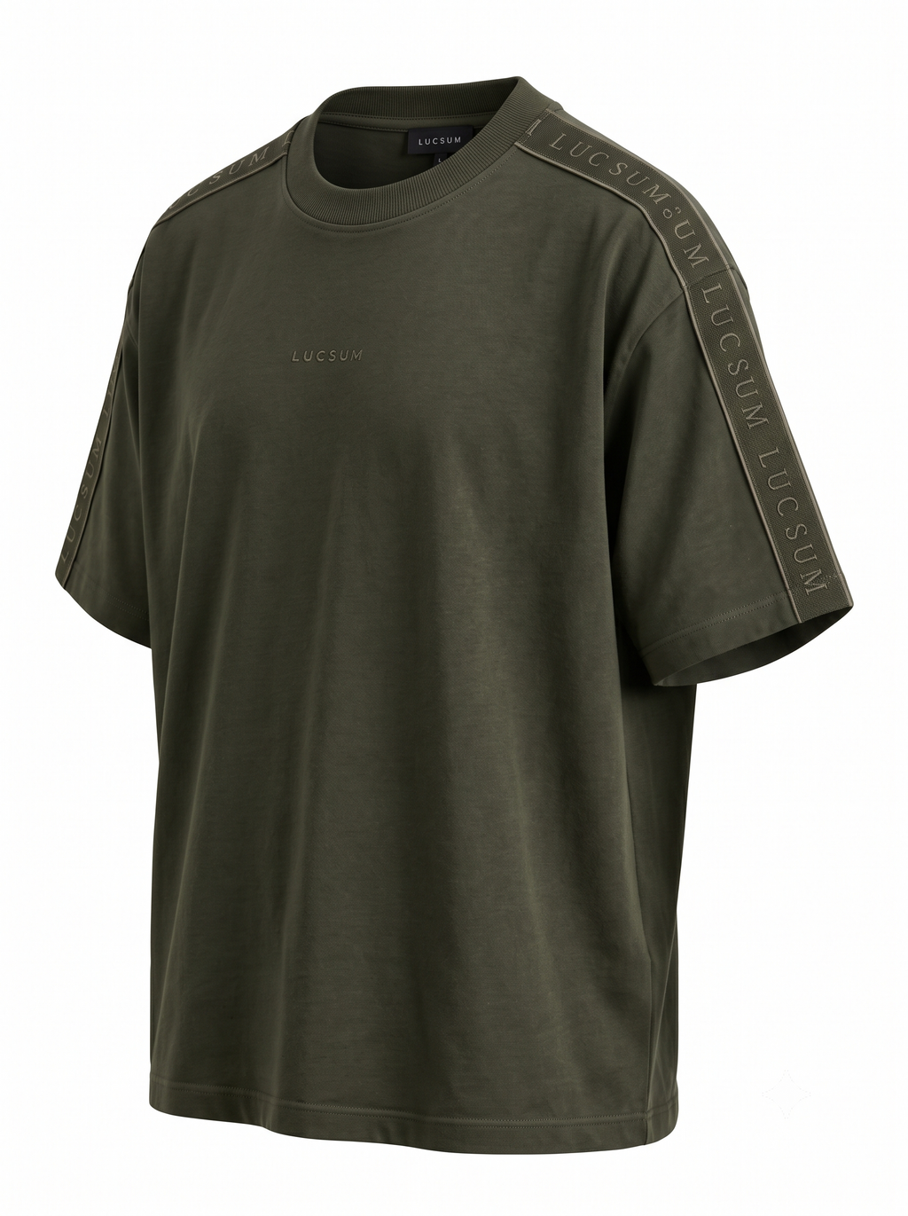 Lucsum Branded Tape Olive — Three-quarter view