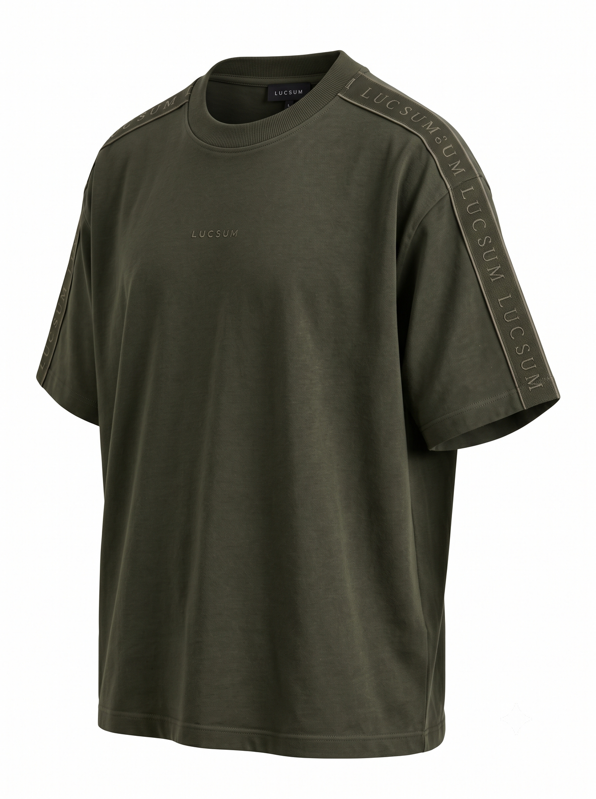 Lucsum Branded Tape Olive — Three-quarter view