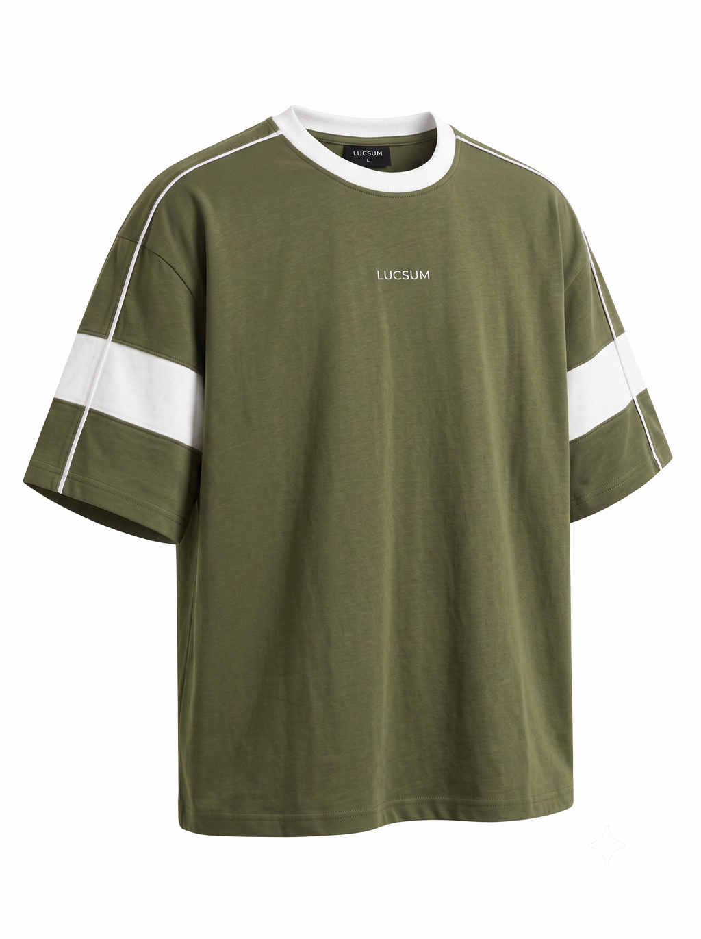 Lucsum Contrast Panel Olive — Three-quarter view