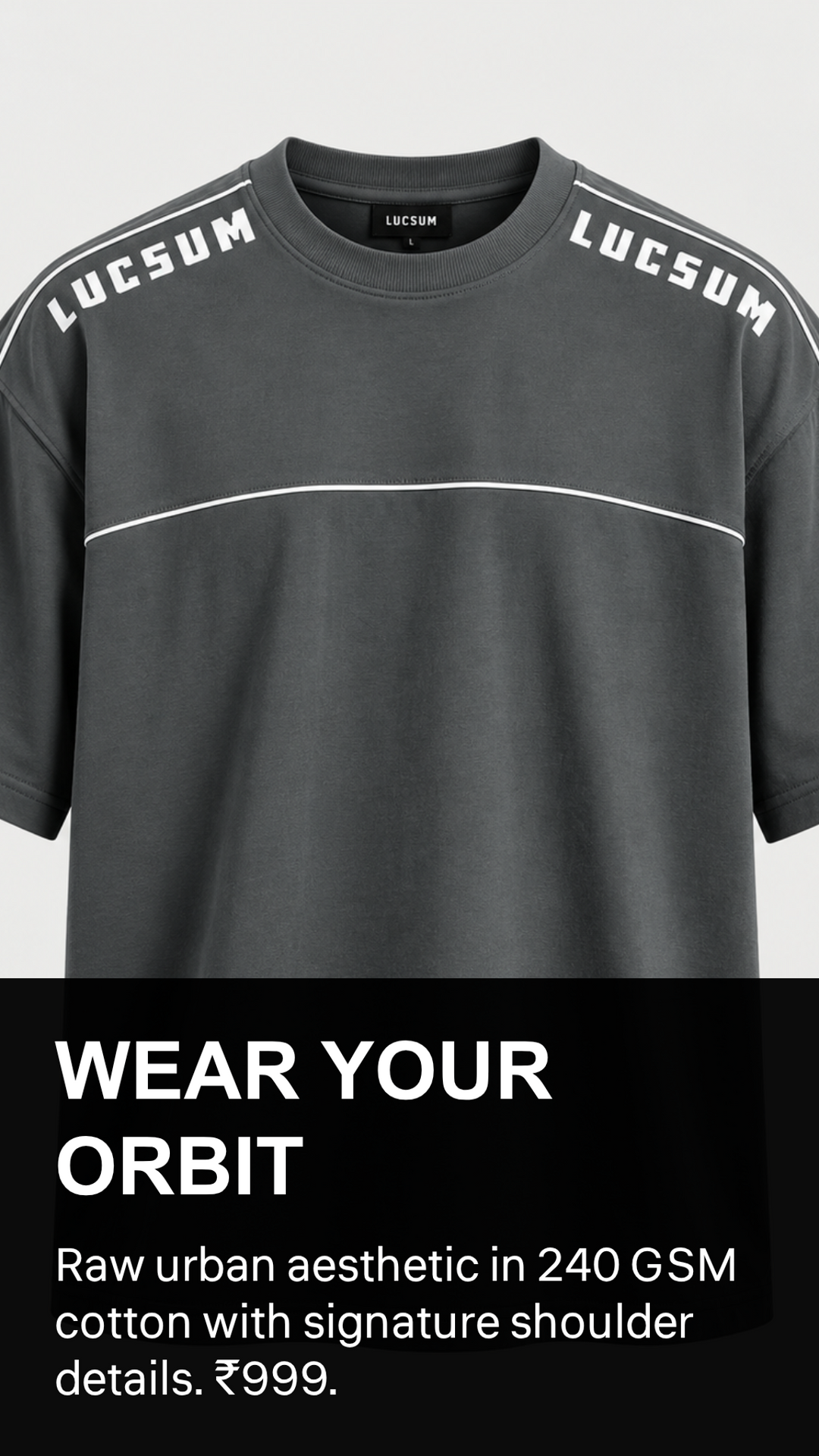 Marketing creative — Lucsum Shoulder Logo Charcoal — Wear Your Orbit