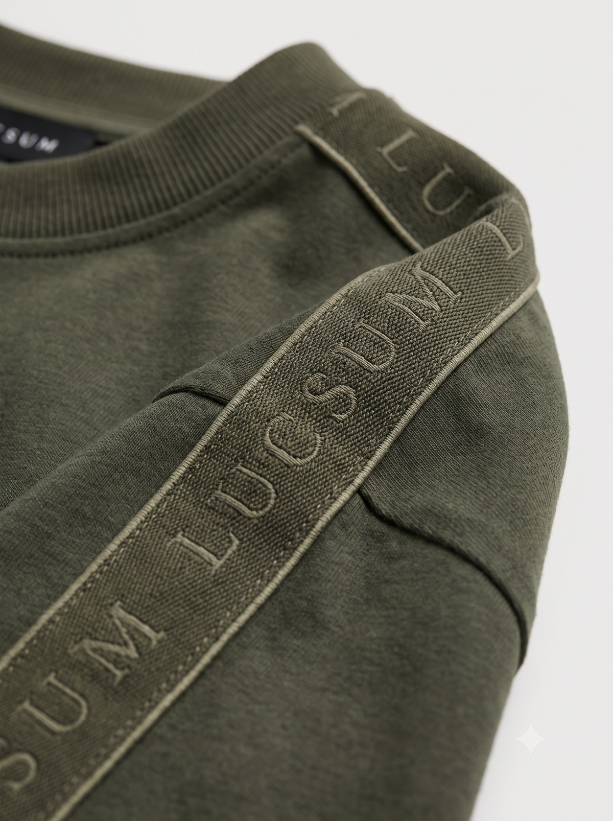 Lucsum Branded Tape Olive — Macro close-up