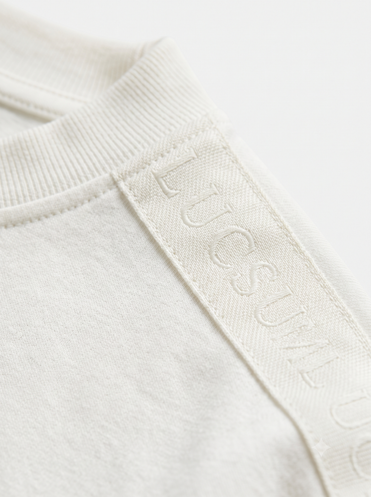 Lucsum Branded Tape White — Macro close-up