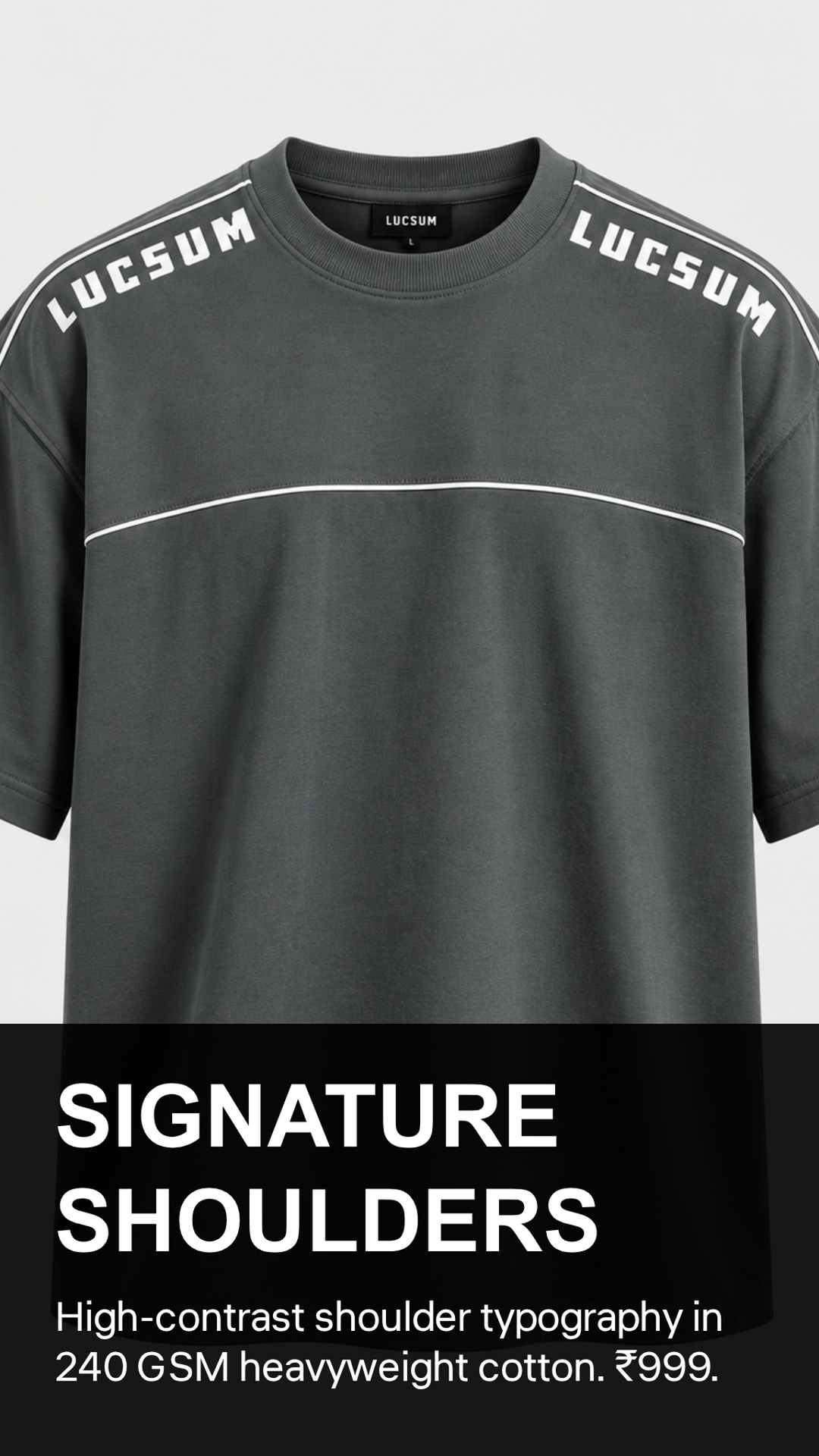 Marketing creative — Lucsum Shoulder Logo Charcoal — Signature Shoulders