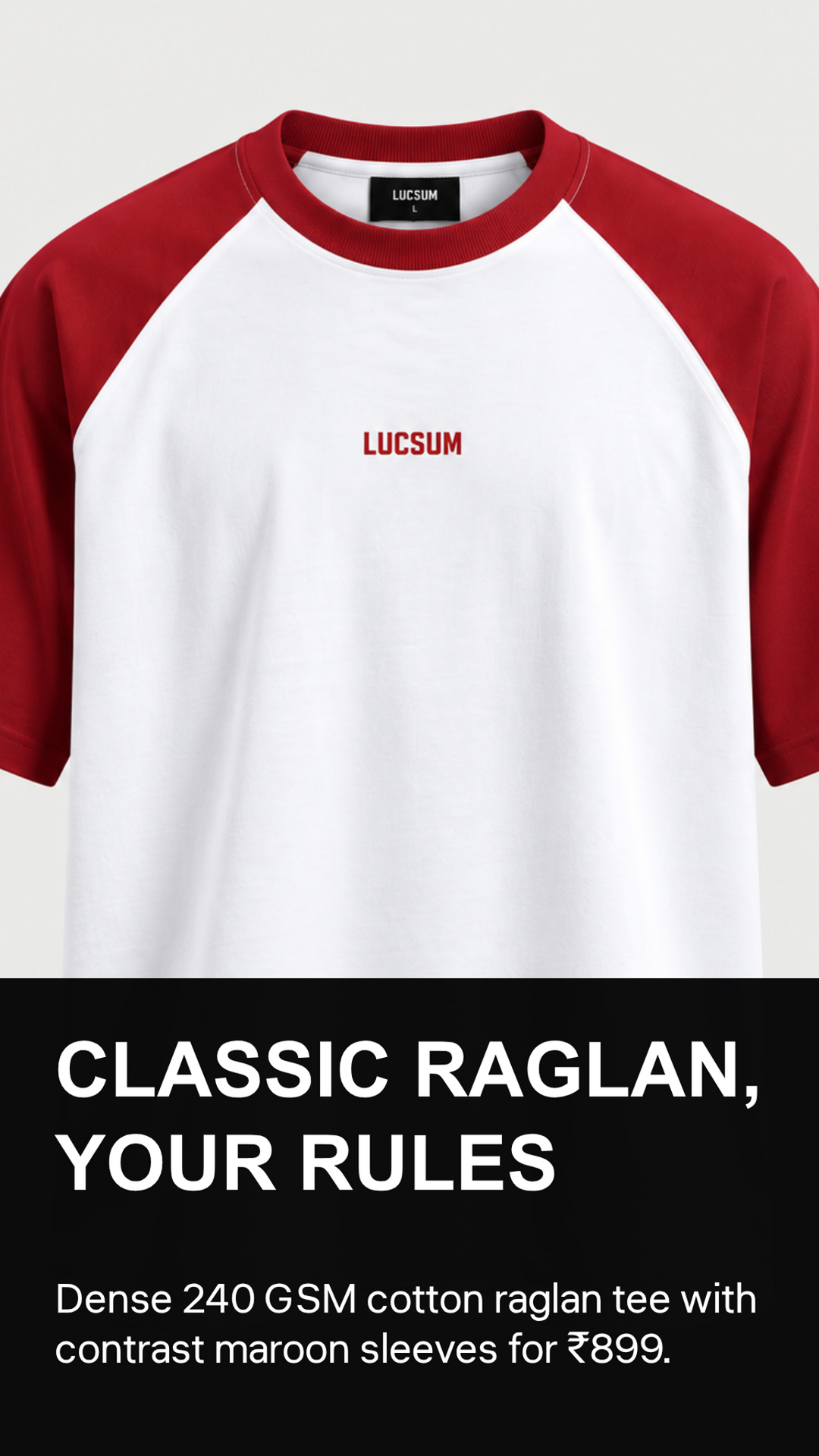 Lucsum Raglan Baseball Maroon/White — Classic Raglan Your Rules