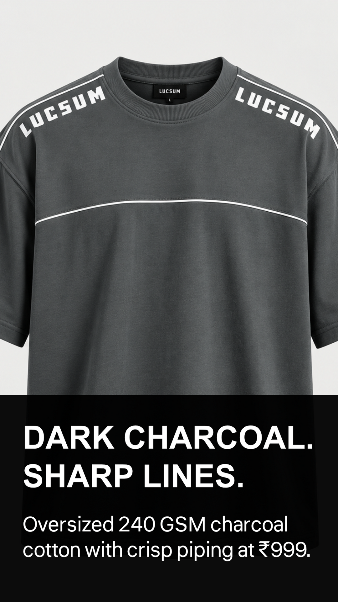 Marketing creative — Lucsum Shoulder Logo Charcoal — Dark Charcoal Sharp Lines