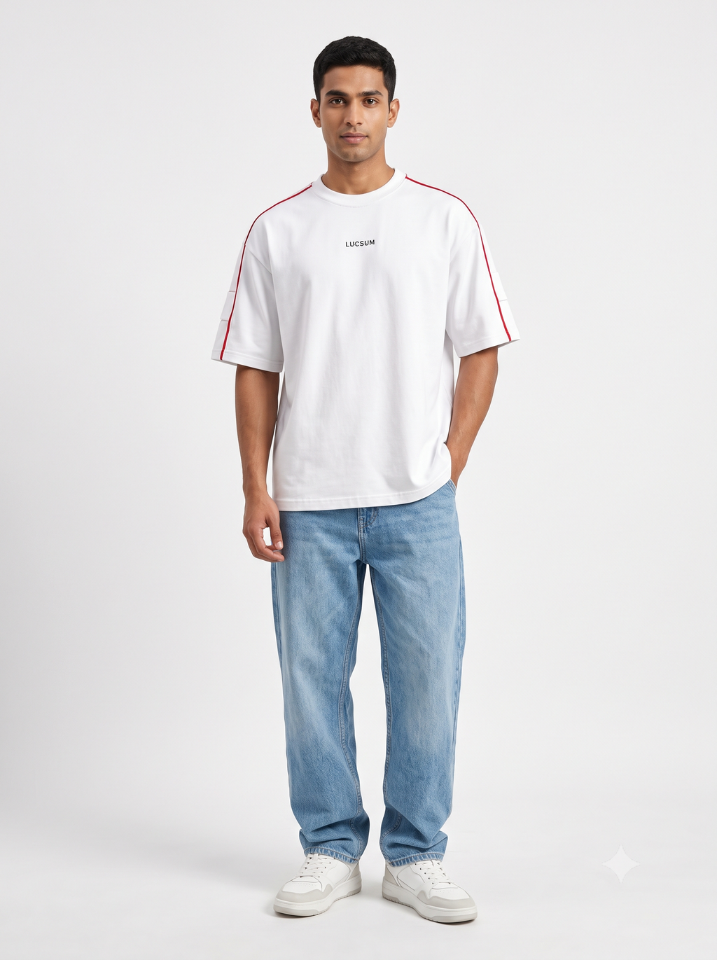 Lucsum Contrast Panel White — On-model view