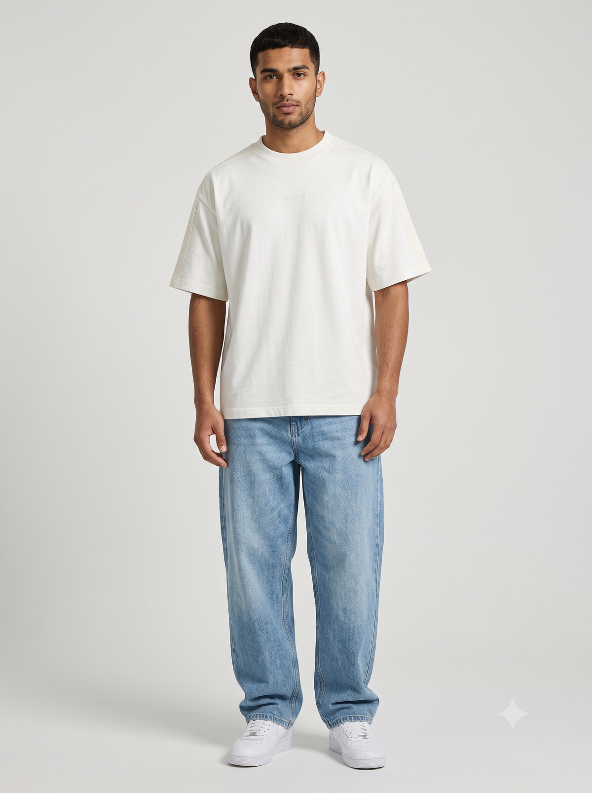 Lucsum Branded Tape White — On-model view