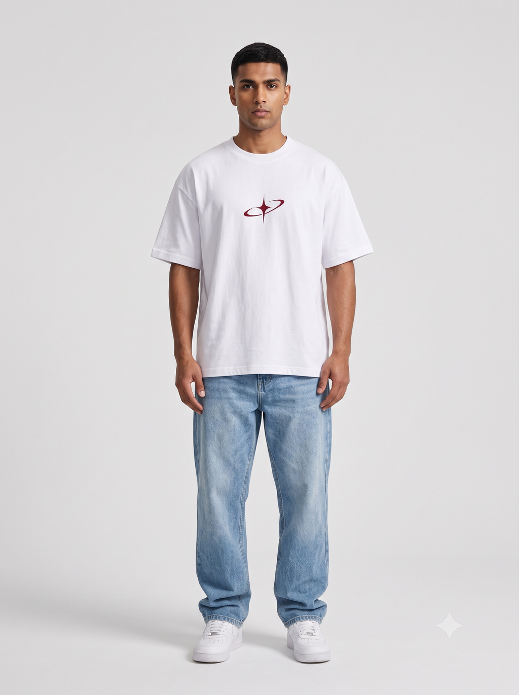 Lucsum Celestial Graphic White — On-model view