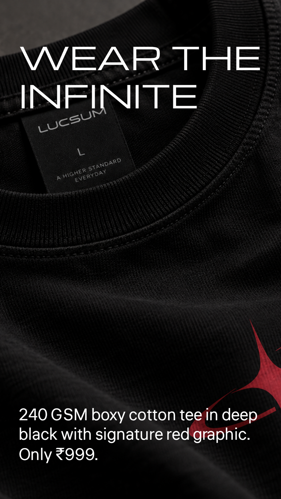Marketing creative — Lucsum Celestial Graphic Black — wear the infinite 999