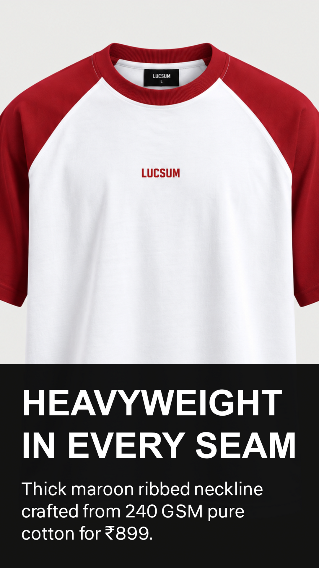 Lucsum Raglan Baseball Maroon/White — Heavyweight In Every Seam