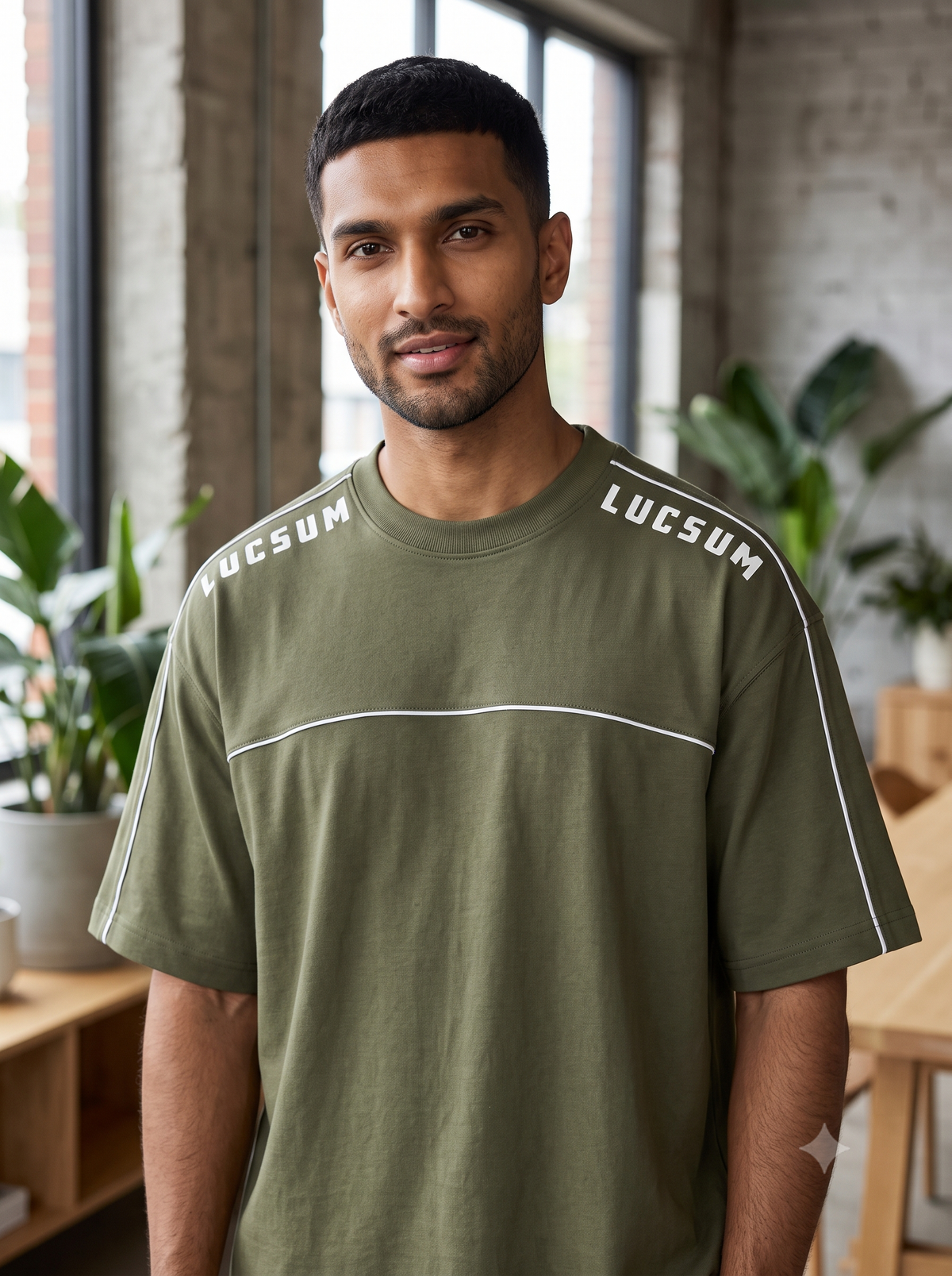 Lucsum Shoulder Logo Olive — Lifestyle view