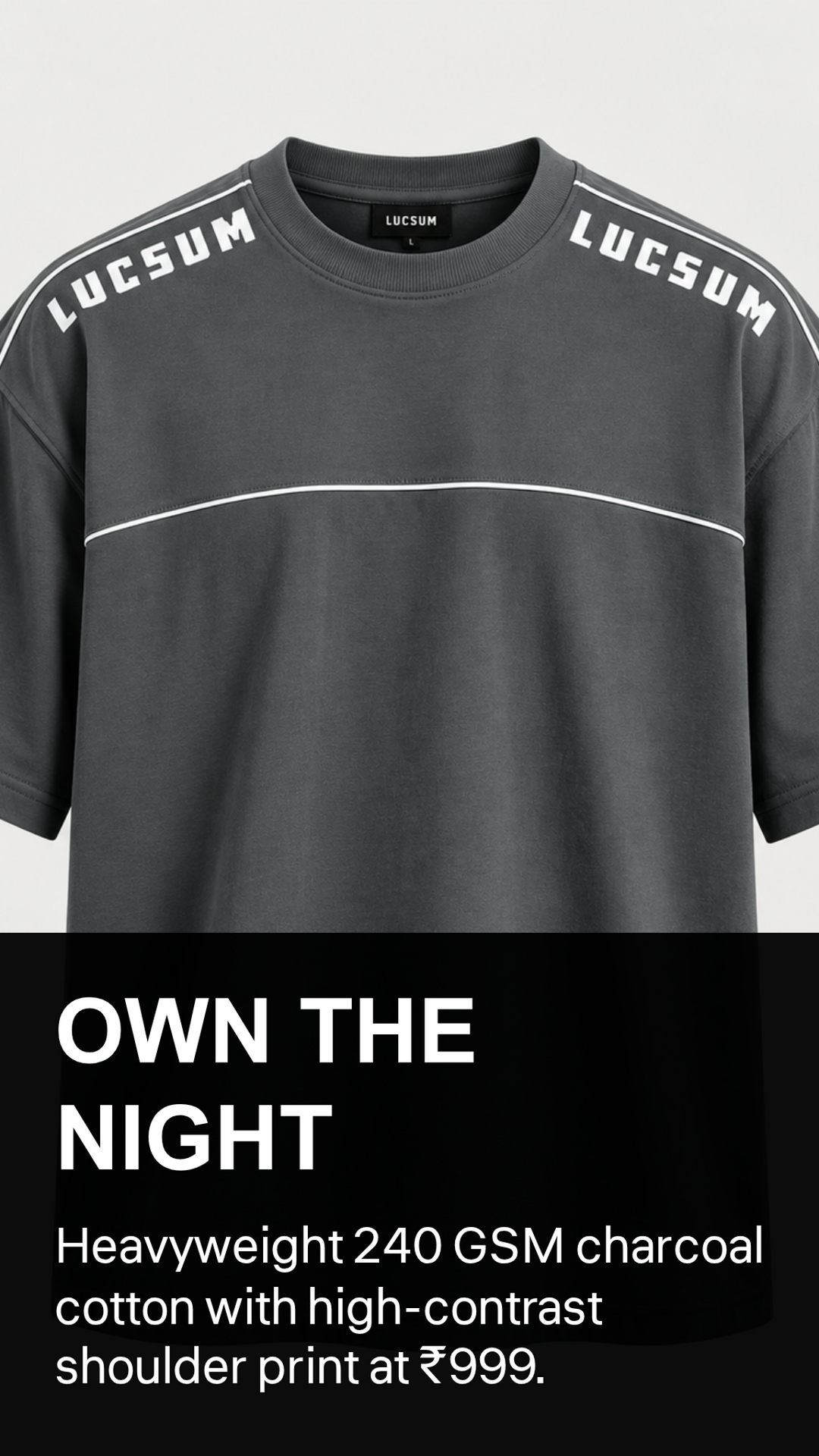 Marketing creative — Lucsum Shoulder Logo Charcoal — Own The Night