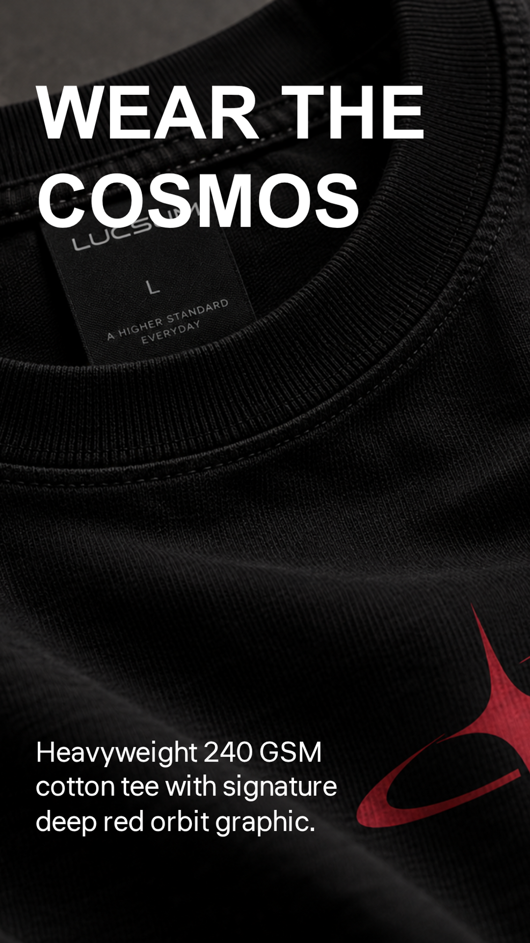 Marketing creative — Lucsum Celestial Graphic Black — wear the cosmos