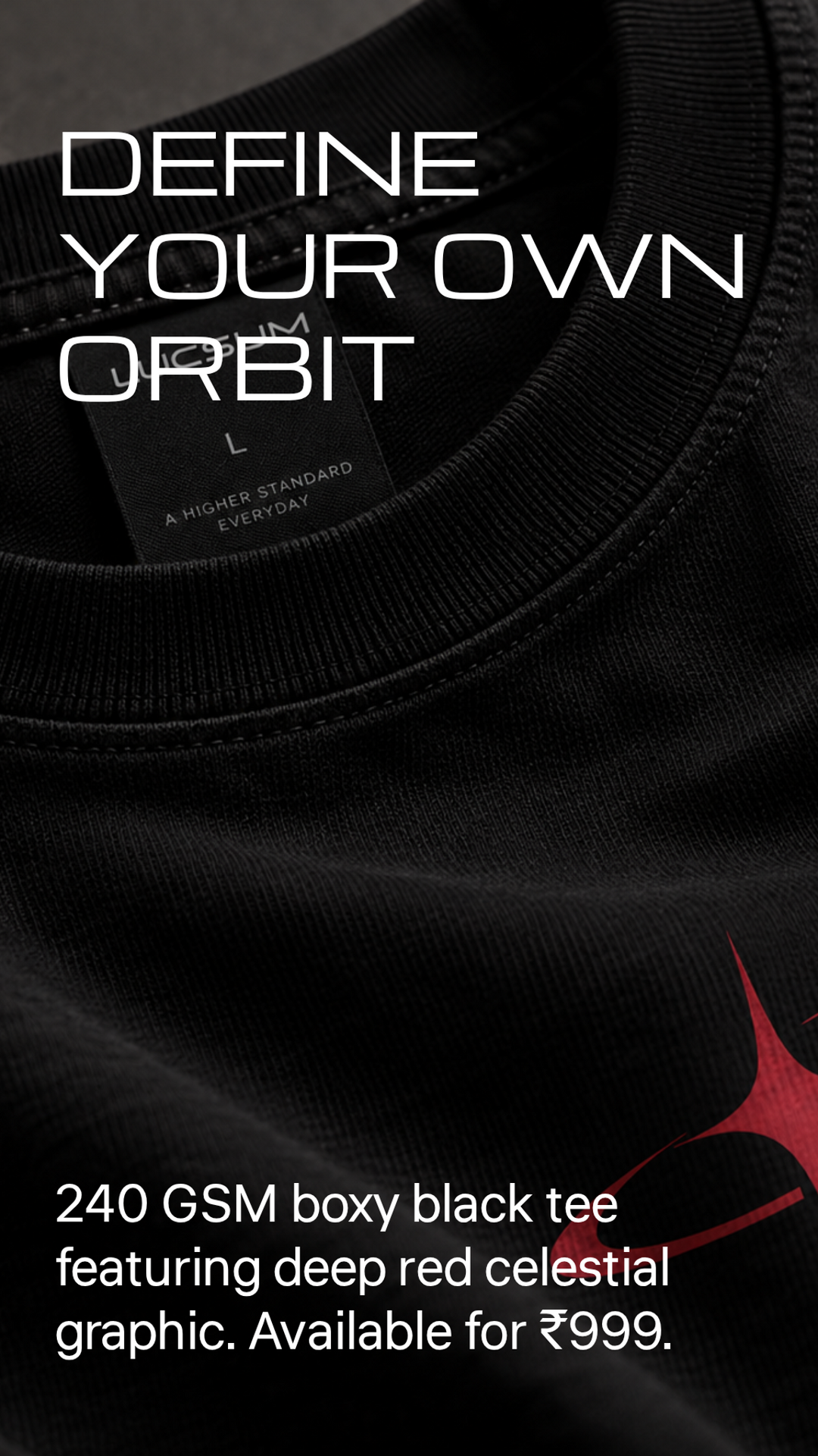 Marketing creative — Lucsum Celestial Graphic Black — define your own orbit 999