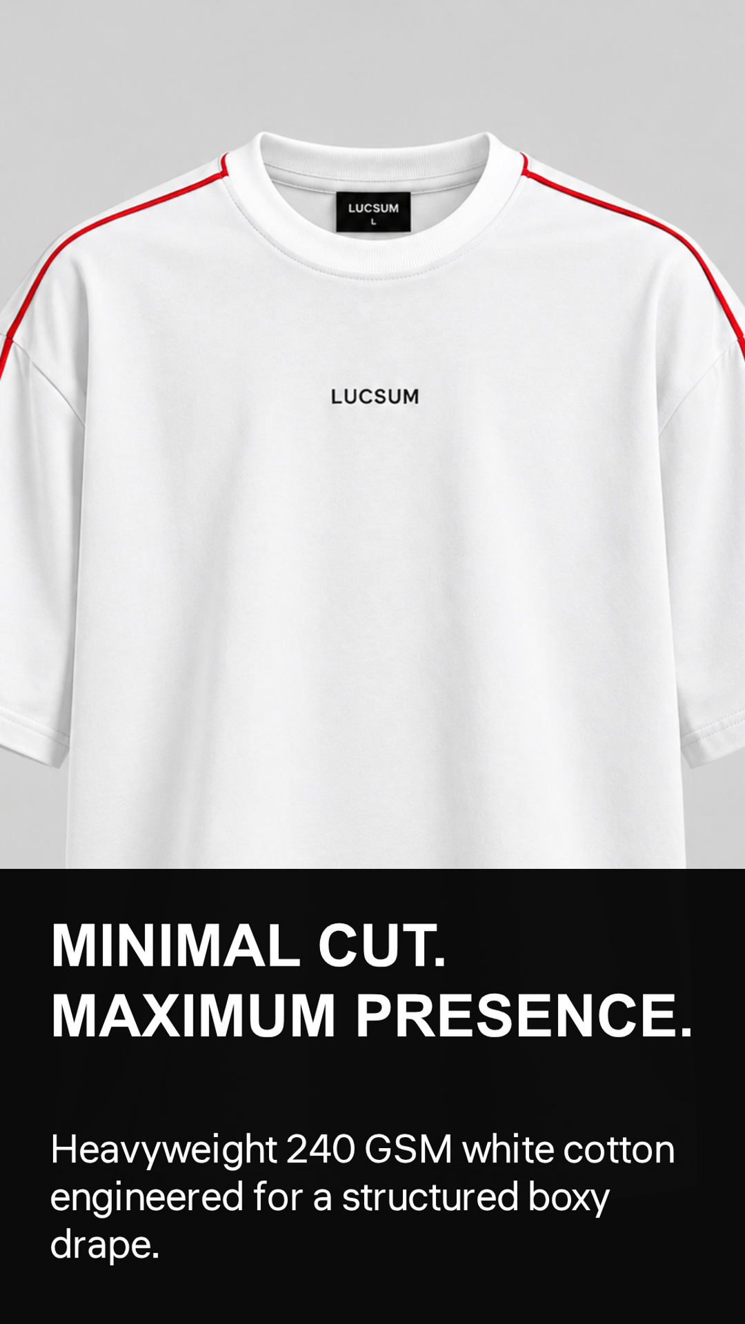 Marketing creative — Lucsum Contrast Panel White — minimal cut max presence