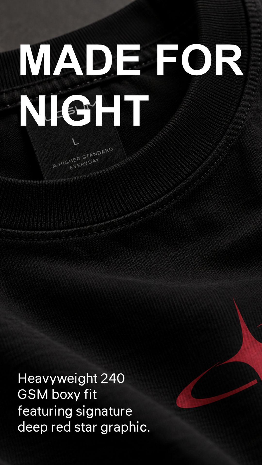 Marketing creative — Lucsum Celestial Graphic Black — made for night