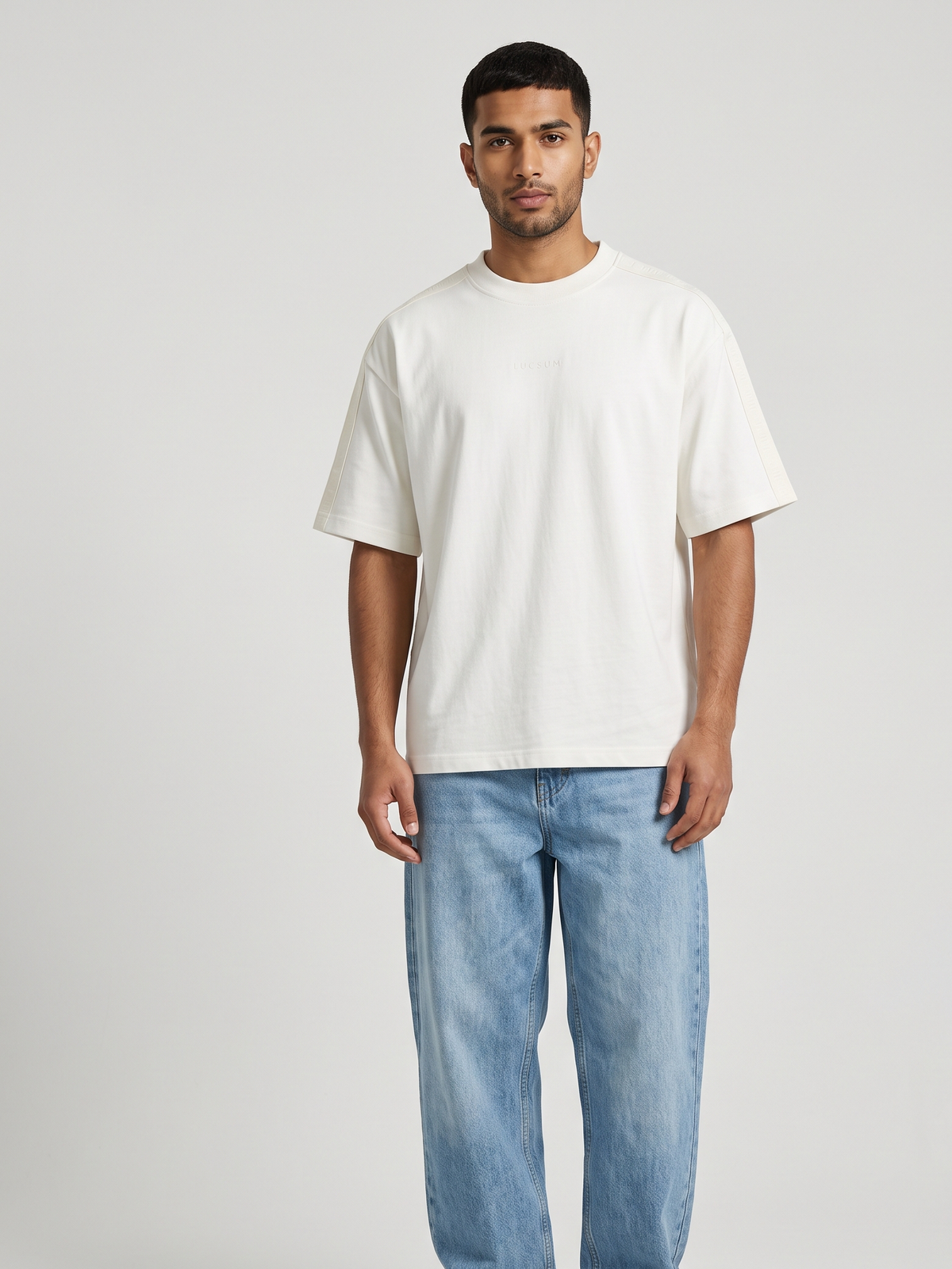 Lucsum Branded Tape White — On-model view