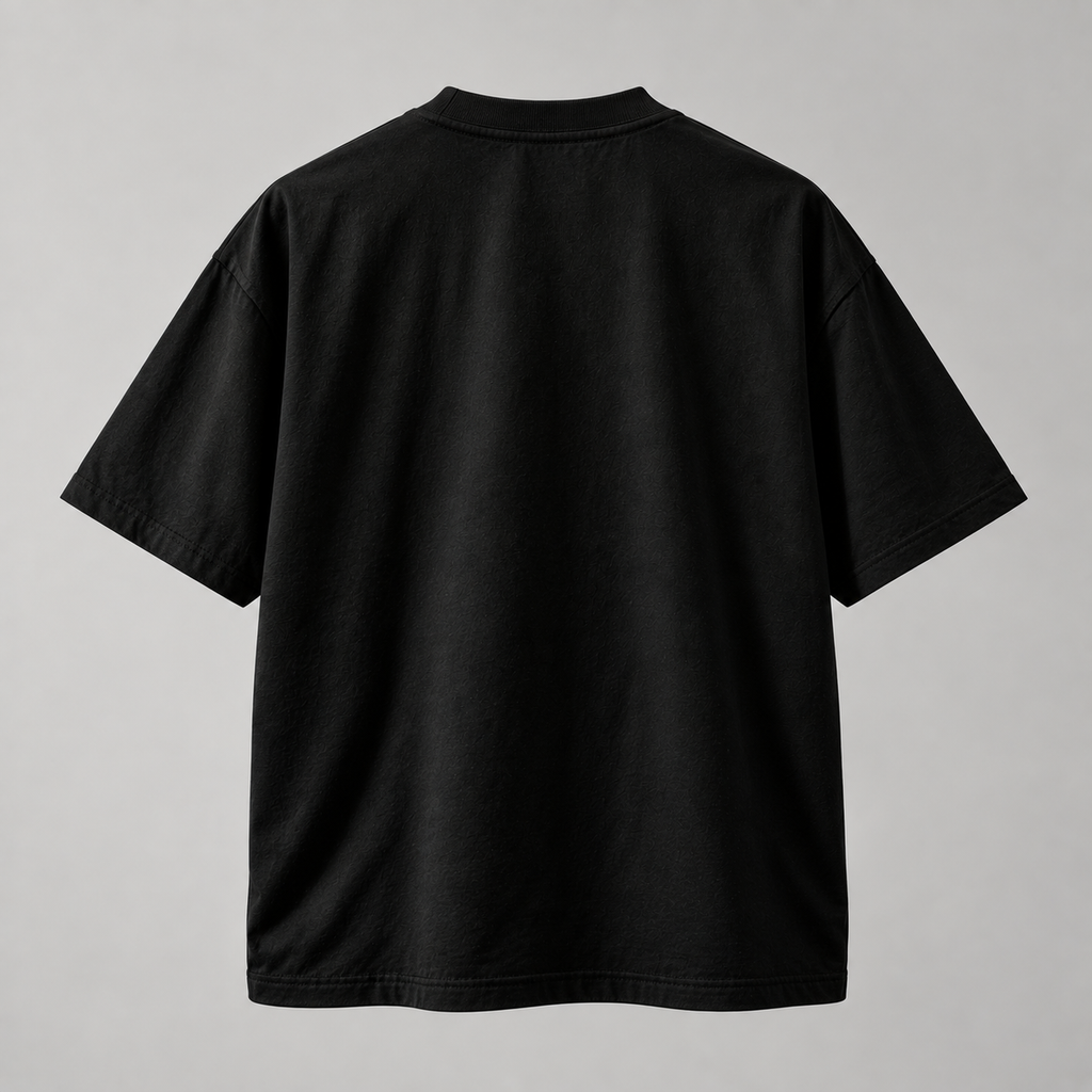 Lucsum Celestial Graphic Black oversized tee, back view