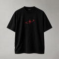 Lucsum Celestial Graphic Black oversized tee, front view