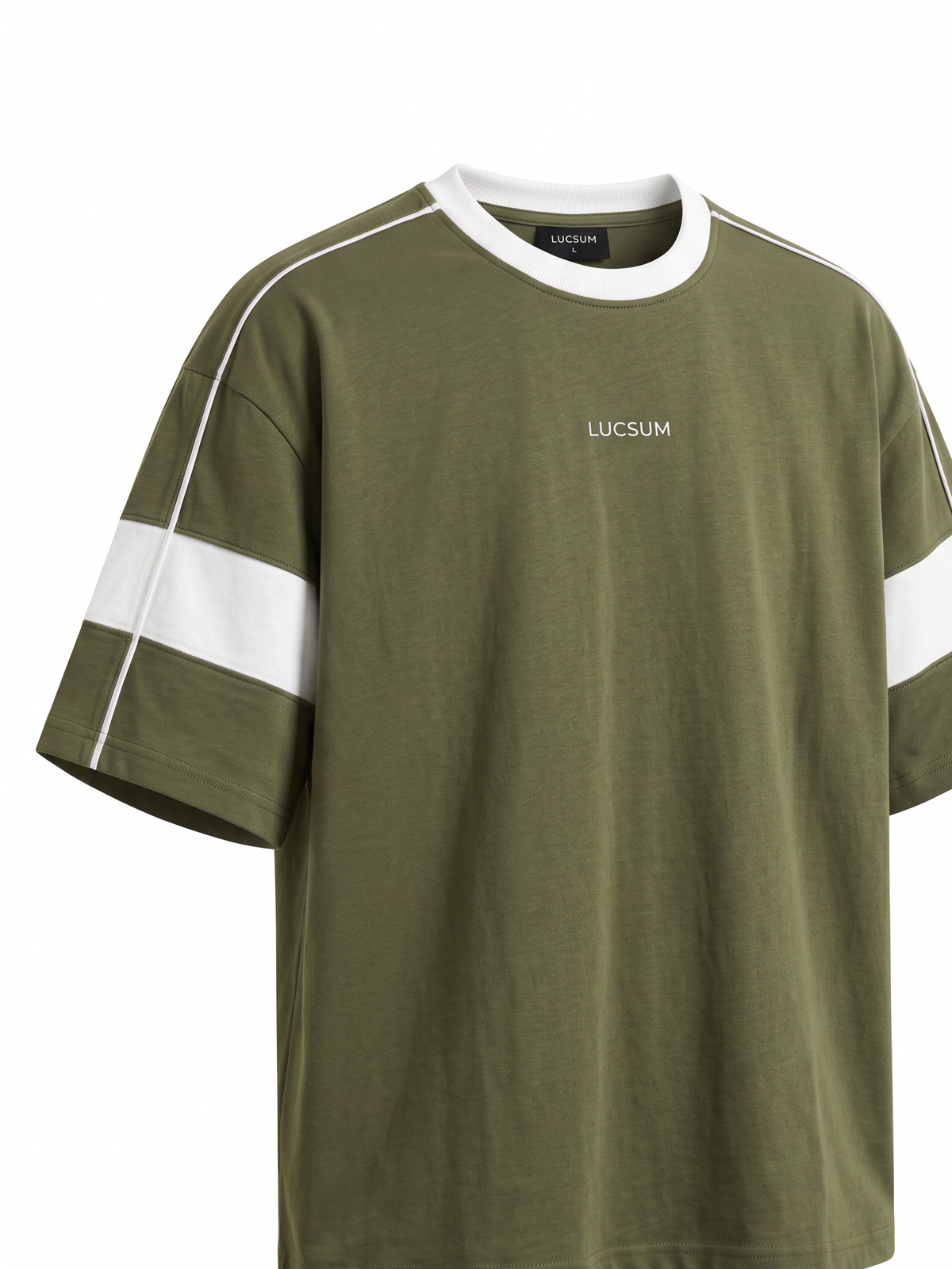 Lucsum Contrast Panel Olive — Three-quarter view