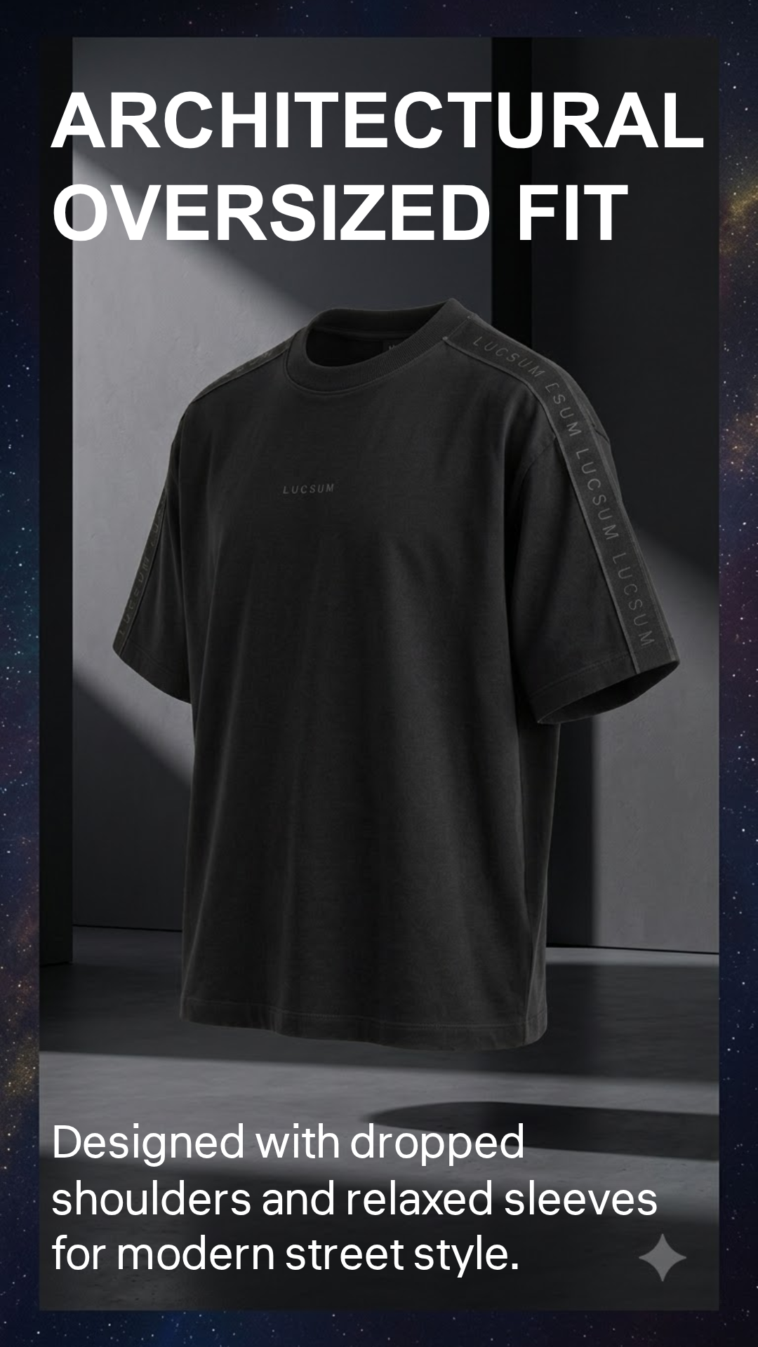 Marketing creative — Lucsum Branded Tape Black — Architectural Oversized Fit