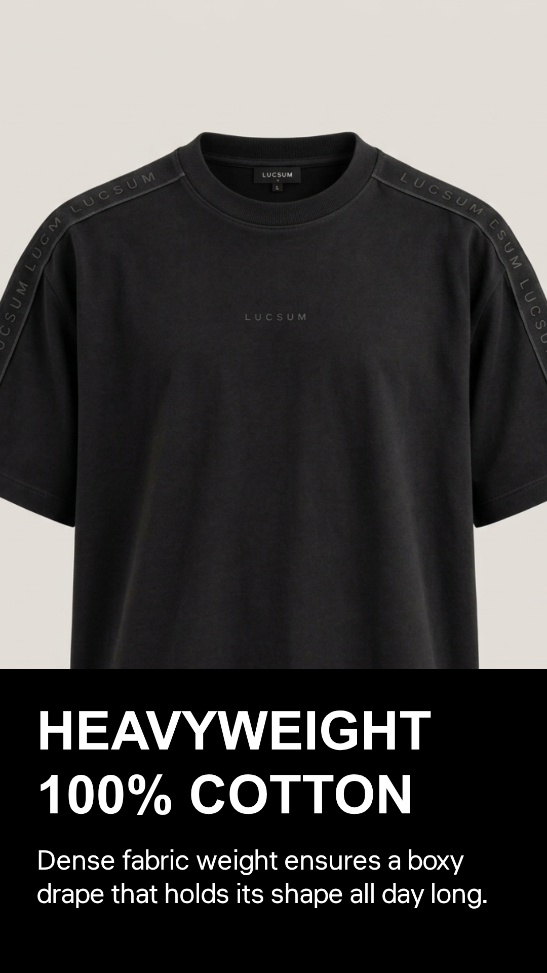 Marketing creative — Lucsum Branded Tape Black — Heavyweight 100% Cotton