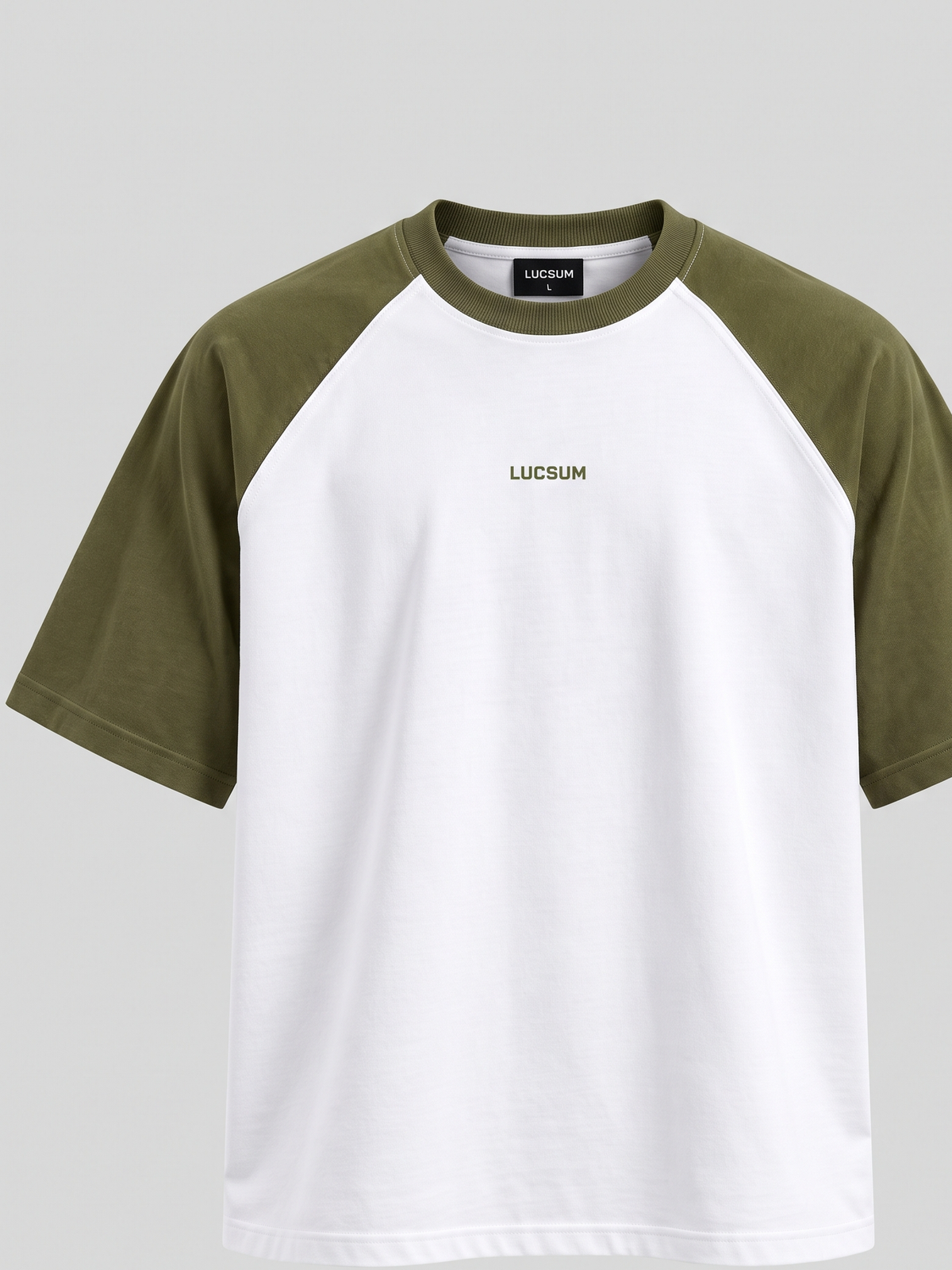 Lucsum Raglan Baseball Olive/White — Front view